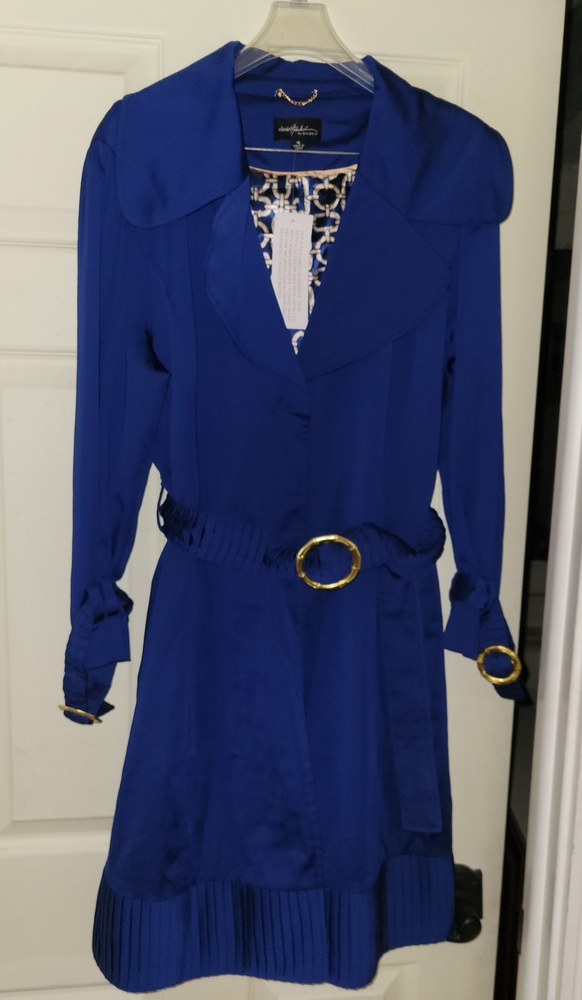 Blue Satin-lined NWT Spring Coat-Dress L